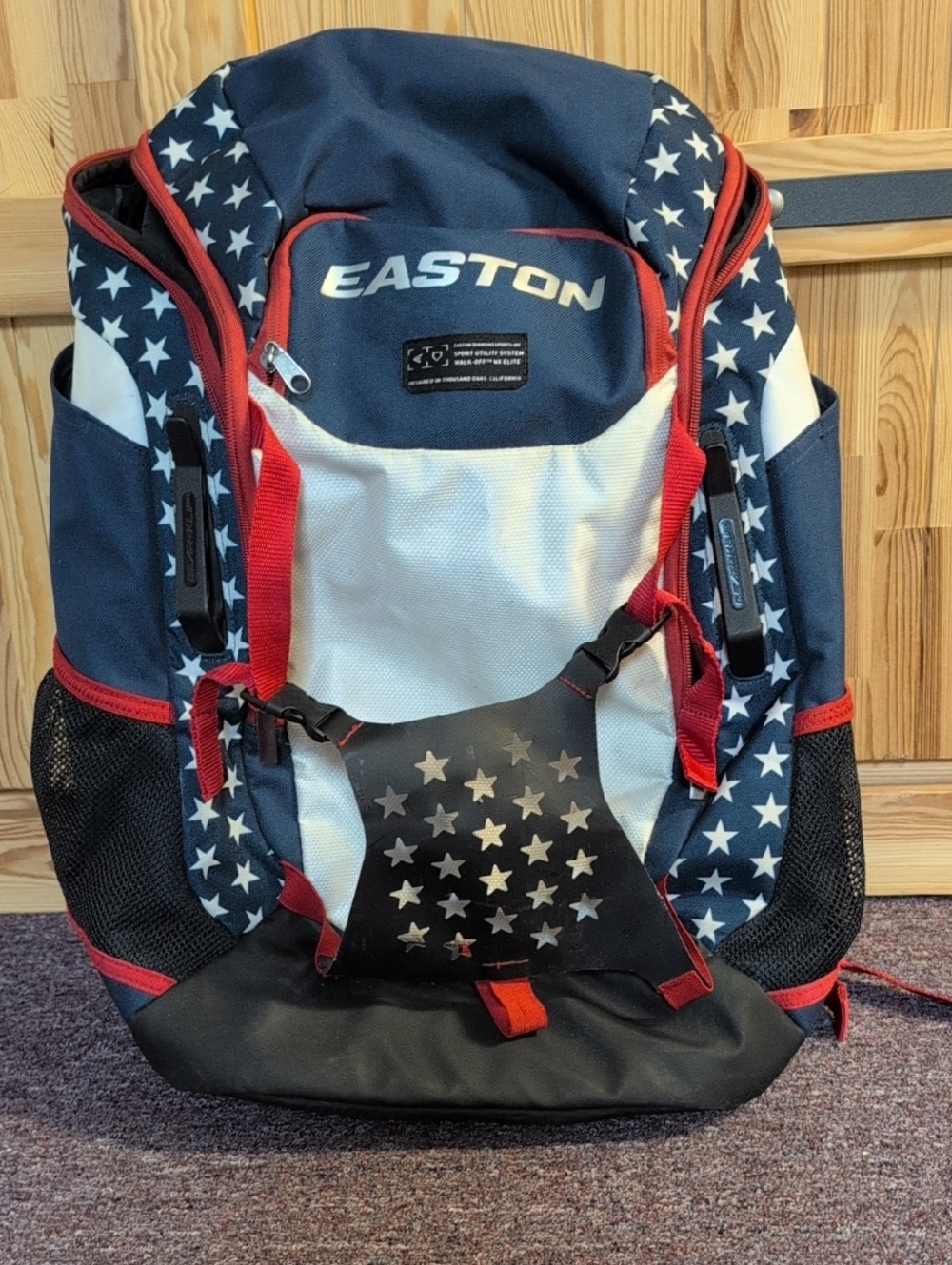 Easton Walk-Off Men’s Youth's Navy Red White Star-Print Baseball Backpack
